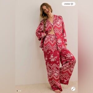 free people Dreamy Days Pajama Set Cherry Combo Medium